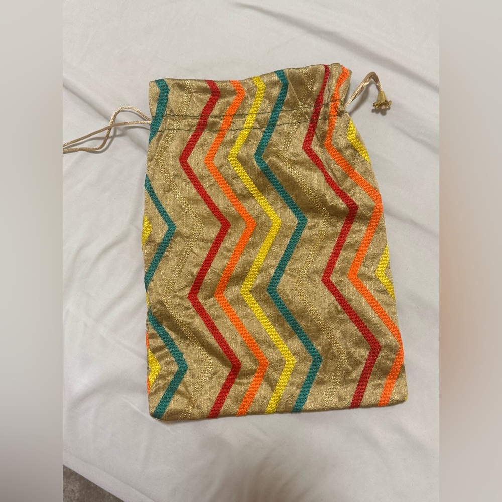 Colorful Golden Drawstring Bag